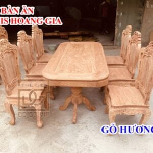 Bàn ăn hiện đại 6 ghế được chế tác từ 100% chất liệu gỗ hương đá