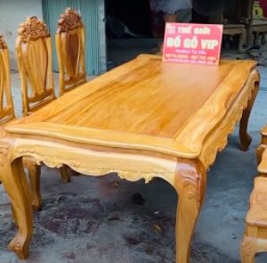 Bộ bàn ăn 8 ghế - gỗ gõ đỏ