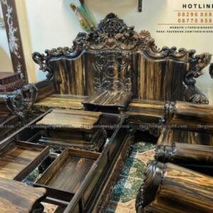 Bộ bàn ghế hoàng gia nguyên khối gỗ mun lào - Sự lựa chọn xứng tầm