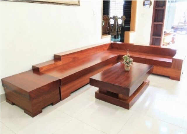 Bàn ghế gỗ nguyên khối cho không gian phòng khách