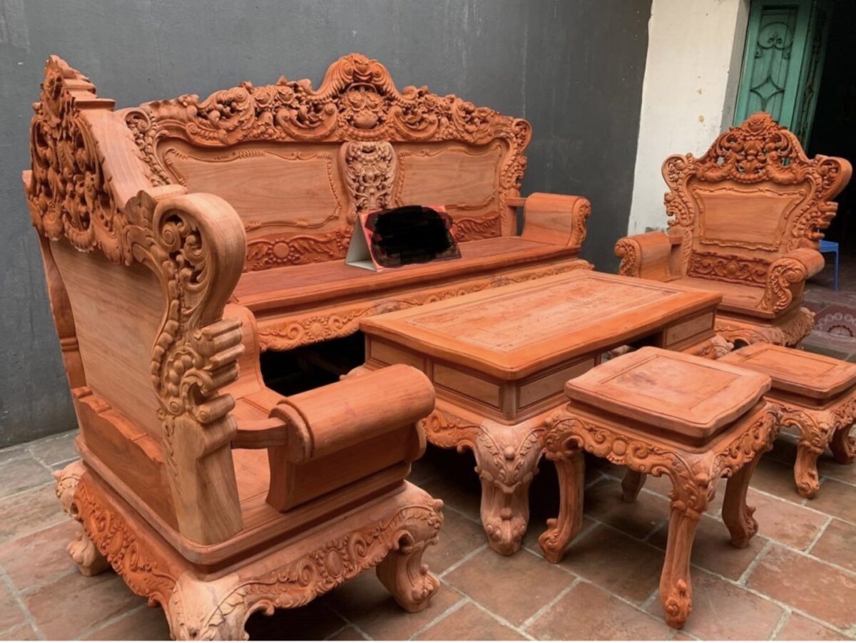Bộ bàn ghế hoàng gia gỗ hương tự nhiên